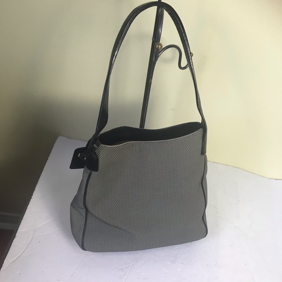 Bally Shoulder Hobo Bag Leather Tweed Canvas Logo FOB Tag Italy Tote Purse Silvr - Picture 3 of 16